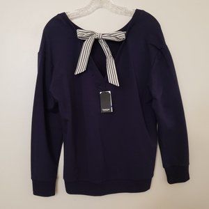 Kensie Jeans Navy Sweatshirt, Bow Back Size XL
